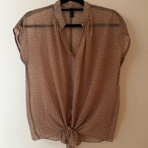Sheer tie front blouse